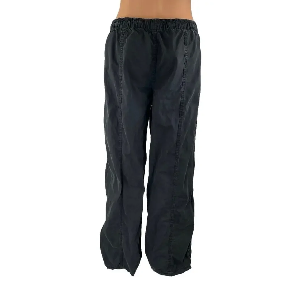 Zara Women's Black High Waisted Drawstring Parachute Trousers Pants Size S